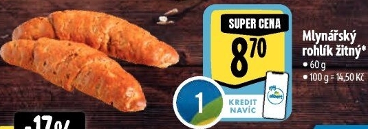 Rohlík Mlynářský žitný Albert