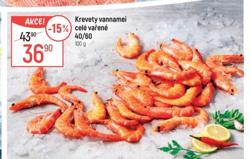 Krevety vannamei celé vařené
