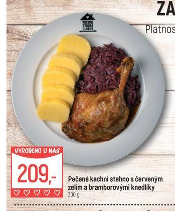 Pečené kachní stehno s červeným zelím a bramborovými knedlíky