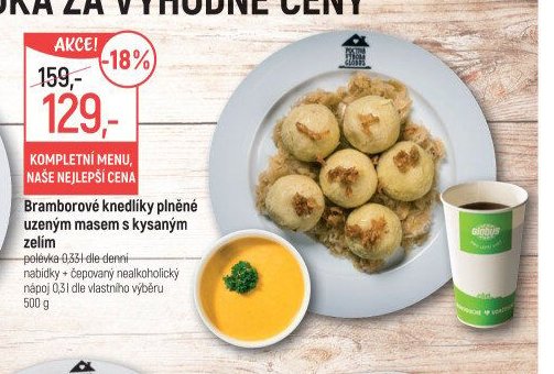 Bramborové knedlíky plněné uzeným masem s kysaným zelím