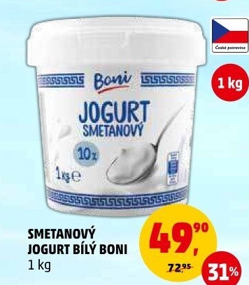 Bílý jogurt smetanový Boni