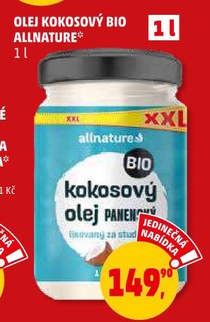 Kokosový olej bio Allnature