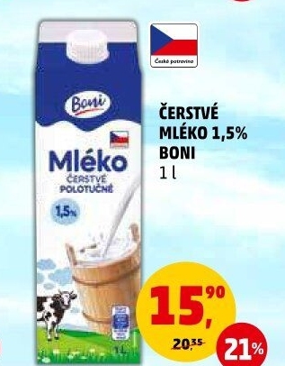 Mléko čerstvé Boni - 1,5% polotučné
