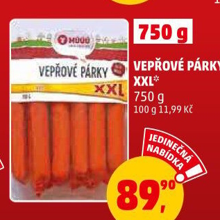 Párky vepřové loupací Maso uzeniny Písek