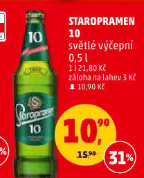 Pivo světlé výčepní 10° Staropramen