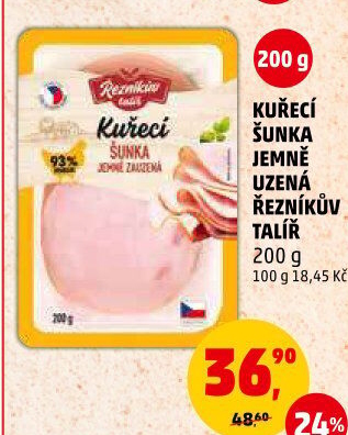 Šunka kuřecí jemně uzená Řezníkův talíř