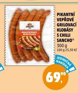 Vepřové grilovací klobásy s chilli Sancho