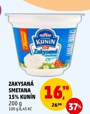 Zakysaná smetana Mlékárna Kunín 15%