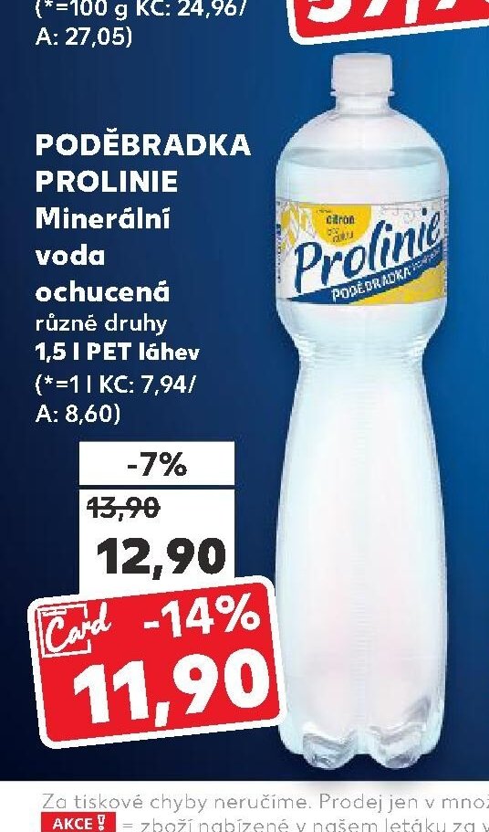 Poděbradka Prolinie minerální voda 1,5 l