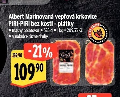 Albert Marinovaná vepřová krkovice PIRI-PIRI