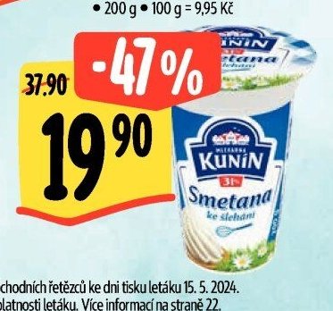 Kunín Smetana ke šlehání 31%