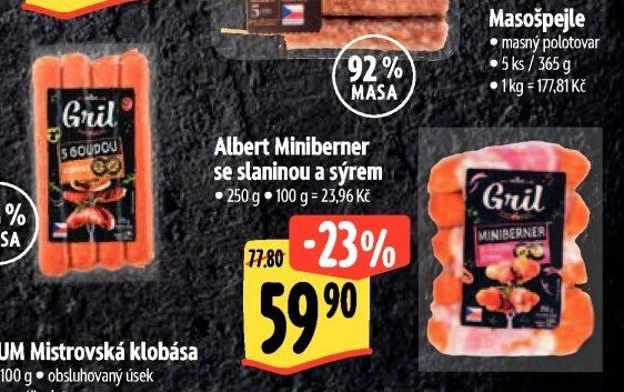 Albert Miniberner se slaninou a sýrem