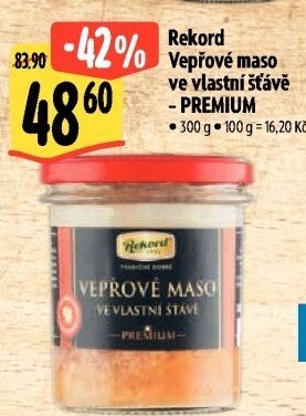 Maso vepřové ve vlastní šťávě Rekord Premium
