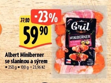 Miniberner se slaninou a sýrem Albert Gril