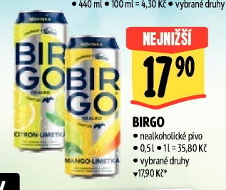 Nealkoholické pivo ochucené Birgo