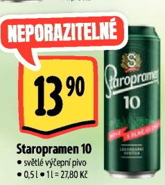 Pivo světlé výčepní 10° Staropramen
