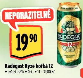 Pivo světlý ležák 12° Ryze hořká Radegast