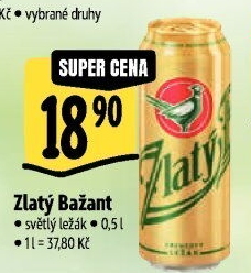 Pivo světlý ležák 12° Zlatý Bažant