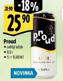 Pivo světlý ležák Proud
