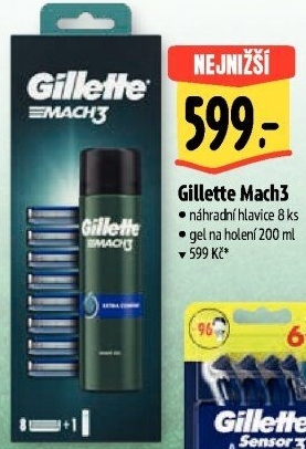 Sada na holení pánská hlavice + gel na holení Mach 3 Gillette