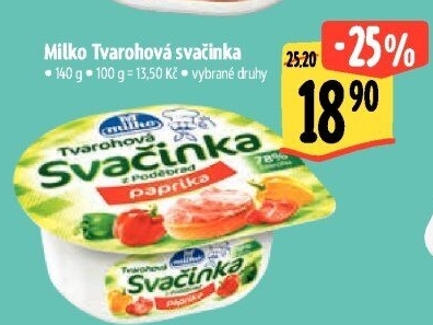 Svačinka zeleninový tvaroh Milko