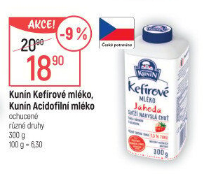 Acidofilní mléko ochucené Mlékárna Kunín
