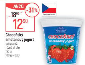 Jogurt smetanový ochucený Choceňský