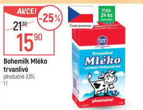 Mléko trvanlivé Bohemilk - 3,5% plnotučné