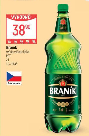 Pivo světlé výčepní 10° Braník