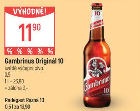 Pivo světlé výčepní Originál 10° Gambrinus