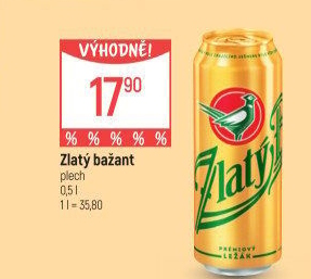 Pivo světlý ležák 12° Zlatý Bažant