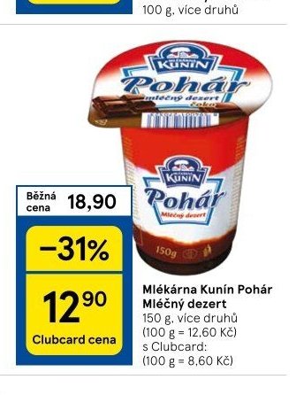 Mlékárna Kunín Pohár Mléčný dezert