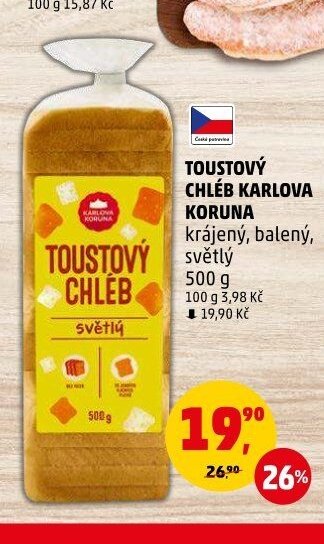 TOUSTOVÝ CHLÉB KARLOVA KORUNA