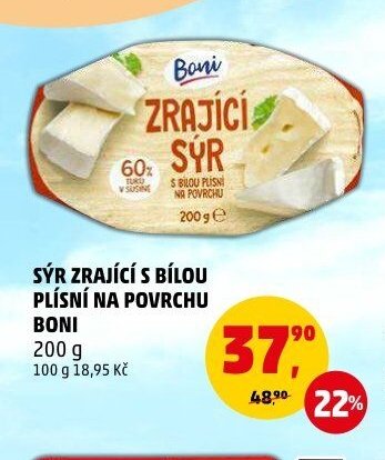 SÝR ZRAJÍCÍ S BÍLOU PLÍSNÍ NA POVRCHU BONI