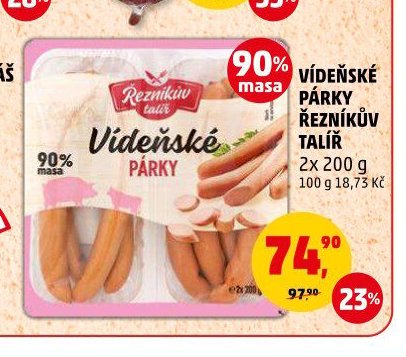 Vídeňské párky Řezníkův talíř 2x 200g