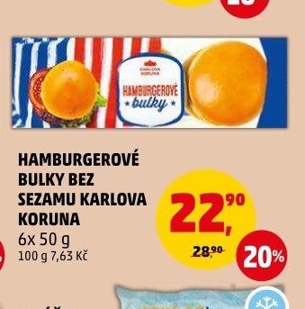 Hamburgerové bulky bez sezamu Karlova Koruna