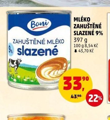 Mléko zahuštěné slazené 9% Boni