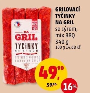 Grilovací tyčinky se sýrem Na gril Penny