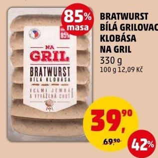 Klobása bílá grilovací bratwurst Na gril Penny