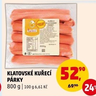 Kuřecí klatovské párky DZ Klatovy