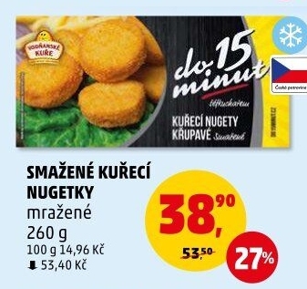 Nugetky kuřecí smažené mražené Vodňanské kuře