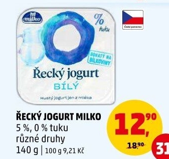 Ochucený jogurt řecký 5% Milko