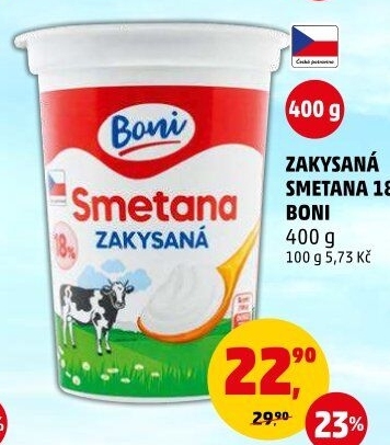 Smetana zakysaná Boni 18%