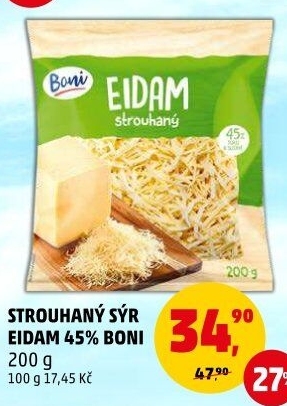 Sýr Eidam 45% strouhaný Boni