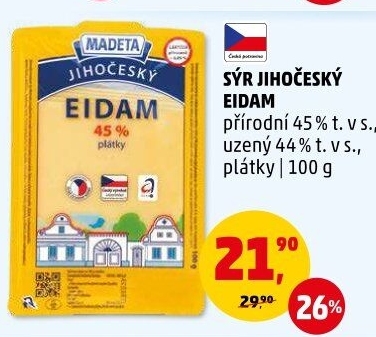 Sýr Eidam Jihočeský 45% Madeta