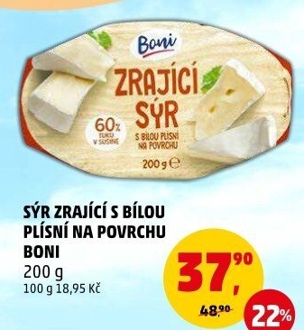 Sýr zrající s bílou plísní na povrchu Boni