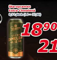 Pivo světlý ležák Extra chmelená 12° Staropramen