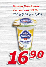 Smetana na vaření Mlékárna Kunín 12%