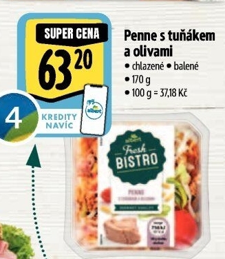 Penne s tuňákem a olivami Albert Fresh Bistro