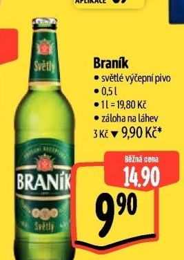 Pivo světlé výčepní 10° Braník